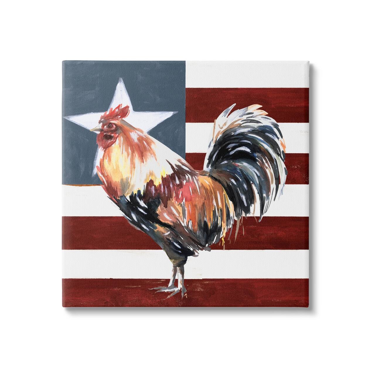 Stupell Industries Americana Rooster Single Star United States Flag Canvas Wall Art